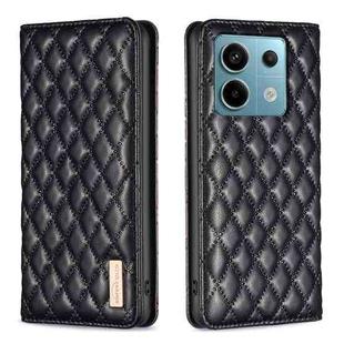 For Xiaomi Poco M6 Pro 4G Diamond Lattice Magnetic Leather Flip Phone Case(Black)