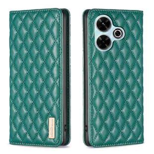 For Xiaomi Poco M6 4G / Redmi 13 4G Diamond Lattice Magnetic Leather Flip Phone Case(Green)