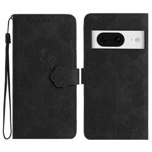 For Google Pixel 8 Flower Embossing Pattern Leather Phone Case(Black)