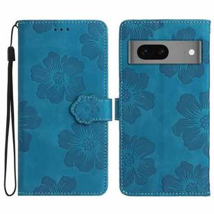 For Google Pixel 7 Flower Embossing Pattern Leather Phone Case(Blue)