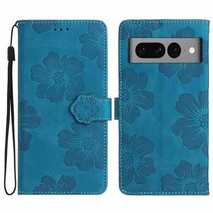 For Google Pixel 7 Pro Flower Embossing Pattern Leather Phone Case(Blue)