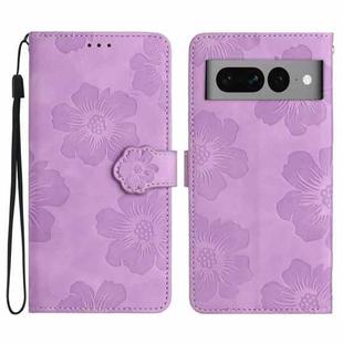 For Google Pixel 7 Pro Flower Embossing Pattern Leather Phone Case(Purple)