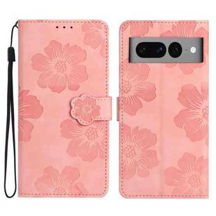 For Google Pixel 7 Pro Flower Embossing Pattern Leather Phone Case(Pink)