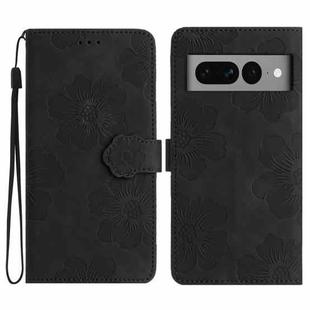 For Google Pixel 7 Pro Flower Embossing Pattern Leather Phone Case(Black)