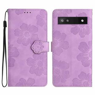 For Google Pixel 7a Flower Embossing Pattern Leather Phone Case(Purple)