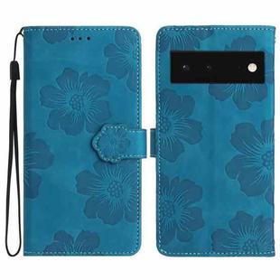 For Google Pixel 6 Flower Embossing Pattern Leather Phone Case(Blue)