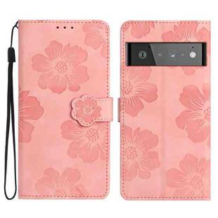 For Google Pixel 6 Pro Flower Embossing Pattern Leather Phone Case(Pink)