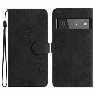 For Google Pixel 6 Pro Flower Embossing Pattern Leather Phone Case(Black)