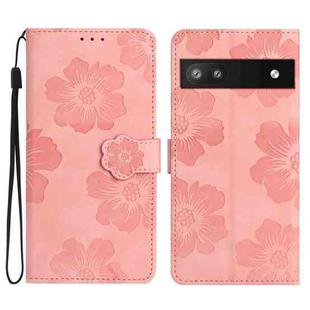 For Google Pixel 6a Flower Embossing Pattern Leather Phone Case(Pink)
