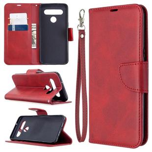 For LG K61 Retro Lambskin Texture Pure Color Horizontal Flip PU Leather Case with Holder & Card Slots & Wallet & Lanyard(Red)