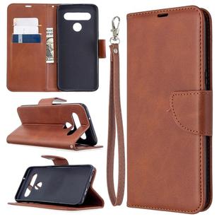 For LG K61 Retro Lambskin Texture Pure Color Horizontal Flip PU Leather Case with Holder & Card Slots & Wallet & Lanyard(Brown)