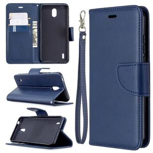 For Nokia 1.3 Retro Lambskin Texture Pure Color Horizontal Flip PU Leather Case with Holder & Card Slots & Wallet & Lanyard(Blue)