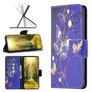For Xiaomi Poco F5 5G / Redmi Note 12 Turbo Colored Drawing Pattern Leather Phone Case(Purple Butterfly)