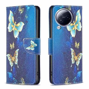 For Xiaomi Civi 3 5G Colored Drawing Pattern Leather Phone Case(Gold Butterfly)