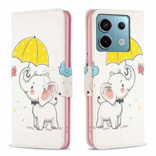 For Xiaomi Redmi Note 13 Pro 5G Colored Drawing Pattern Leather Phone Case(Umbrella Elephant)