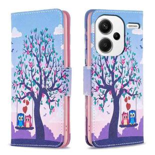 For Xiaomi Redmi Note 13 Pro+ Colored Drawing Pattern Leather Phone Case(Owl)