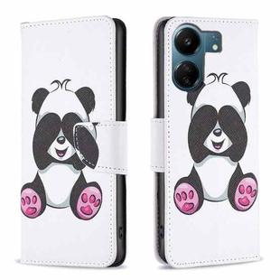 For Xiaomi Redmi 13C Colored Drawing Pattern Leather Phone Case(Panda)