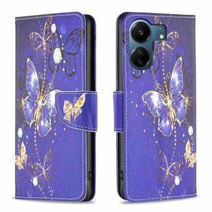 For Xiaomi Redmi 13C Colored Drawing Pattern Leather Phone Case(Purple Butterfly)