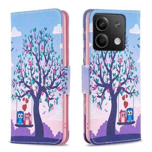 For Xiaomi Redmi Note 13 4G Global Colored Drawing Pattern Leather Phone Case(Owl)