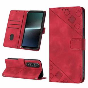 For Sony Xperia 1 V Skin-feel Embossed Leather Phone Case(Red)