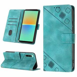 For Sony Xperia 10 V Skin-feel Embossed Leather Phone Case(Green)