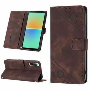 For Sony Xperia 10 V Skin-feel Embossed Leather Phone Case(Brown)
