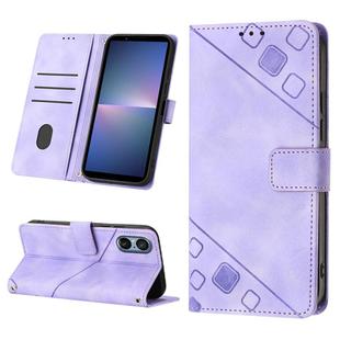 For Sony Xperia 5 V Skin-feel Embossed Leather Phone Case(Light Purple)