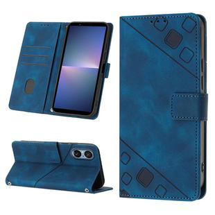 For Sony Xperia 5 V Skin-feel Embossed Leather Phone Case(Blue)