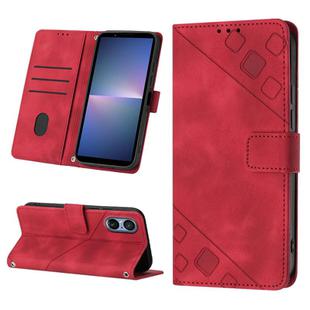 For Sony Xperia 5 V Skin-feel Embossed Leather Phone Case(Red)