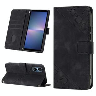 For Sony Xperia 5 V Skin-feel Embossed Leather Phone Case(Black)