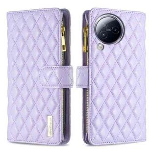 For Xiaomi Civi 3 5G Diamond Lattice Zipper Wallet Leather Flip Phone Case(Purple)