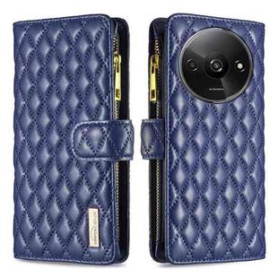 For Xiaomi Redmi A3 Diamond Lattice Zipper Wallet Leather Flip Phone Case(Blue)