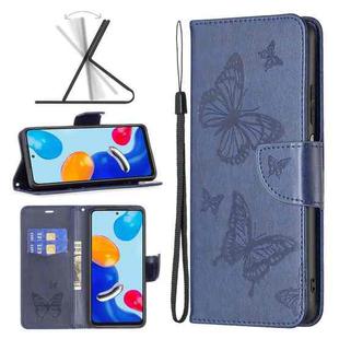 For Xiaomi Redmi Note 12S 4G / Note 11 Two Butterflies Embossing Leather Phone Case(Blue)