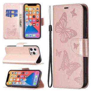 For Xiaomi Poco F5 5G / Redmi Note 12 Turbo Two Butterflies Embossing Leather Phone Case(Rose Gold)