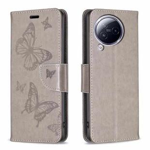 For Xiaomi Civi 3 5G Two Butterflies Embossing Leather Phone Case(Grey)