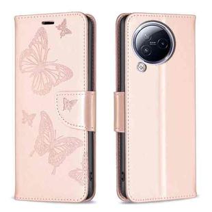 For Xiaomi Civi 3 5G Two Butterflies Embossing Leather Phone Case(Rose Gold)