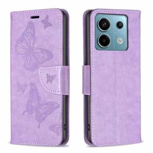 For Xiaomi Redmi Note 13 Pro 5G Two Butterflies Embossing Leather Phone Case(Purple)