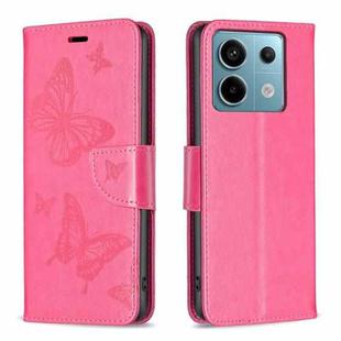 For Xiaomi Redmi Note 13 Pro 5G Two Butterflies Embossing Leather Phone Case(Rose Red)