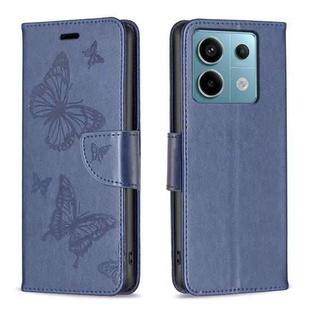 For Xiaomi Redmi Note 13 Pro 5G Two Butterflies Embossing Leather Phone Case(Blue)