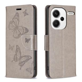 For Xiaomi Redmi Note 13 Pro+ 5G Two Butterflies Embossing Leather Phone Case(Grey)