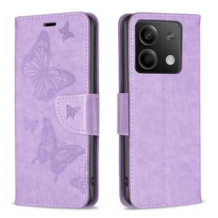 For Xiaomi Redmi Note 13 Two Butterflies Embossing Leather Phone Case(Purple)