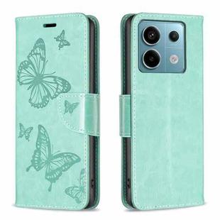 For Xiaomi Poco M6 Pro 4G Two Butterflies Embossing Leather Phone Case(Green)