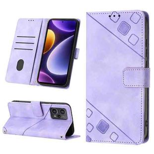 For Xiaomi Poco F5 5G/Redmi Note 12 Turbo Skin Feel Embossed Leather Phone Case(Light Purple)