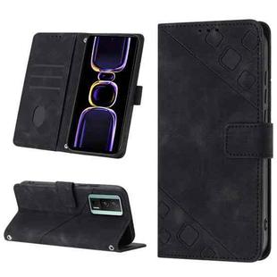 For Xiaomi Poco F5 Pro 5G/Redmi K60 Skin-feel Embossed Leather Phone Case(Black)
