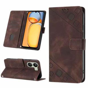 For Xiaomi Redmi 13C Skin Feel Embossed Leather Phone Case(Brown)