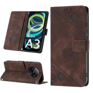 For Xiaomi Redmi A3 Skin Feel Embossed Leather Phone Case(Brown)