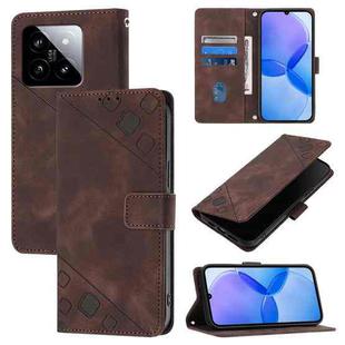 For Xiaomi 14 Skin Feel Embossed Leather Phone Case(Brown)