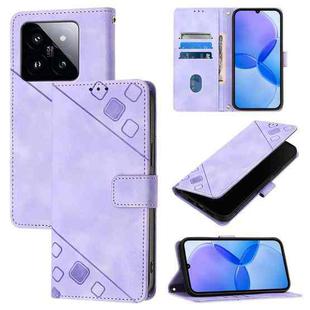For Xiaomi 14 Pro Skin Feel Embossed Leather Phone Case(Light Purple)