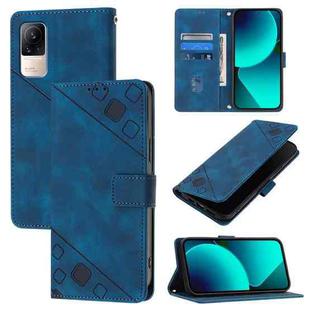For Xiaomi Civi 1S Skin Feel Embossed Leather Phone Case(Blue)