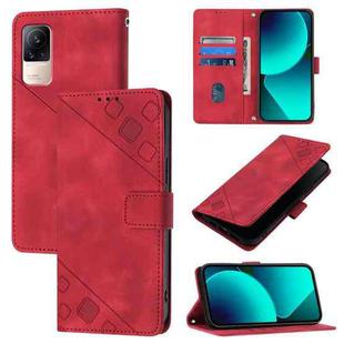 For Xiaomi Civi 1S Skin Feel Embossed Leather Phone Case(Red)